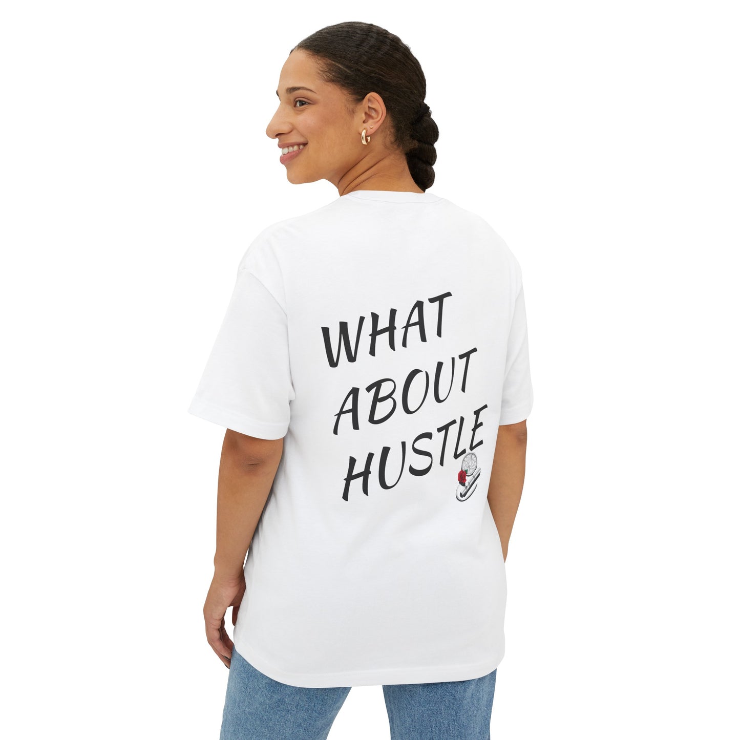 Oversized What About Hustle T-Shirt. US.
