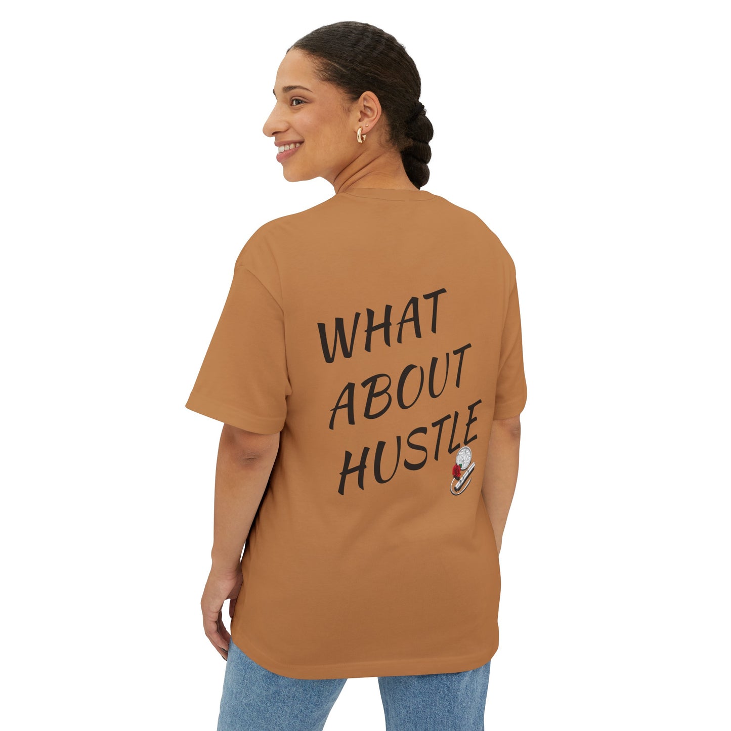 Oversized What About Hustle T-Shirt. US.