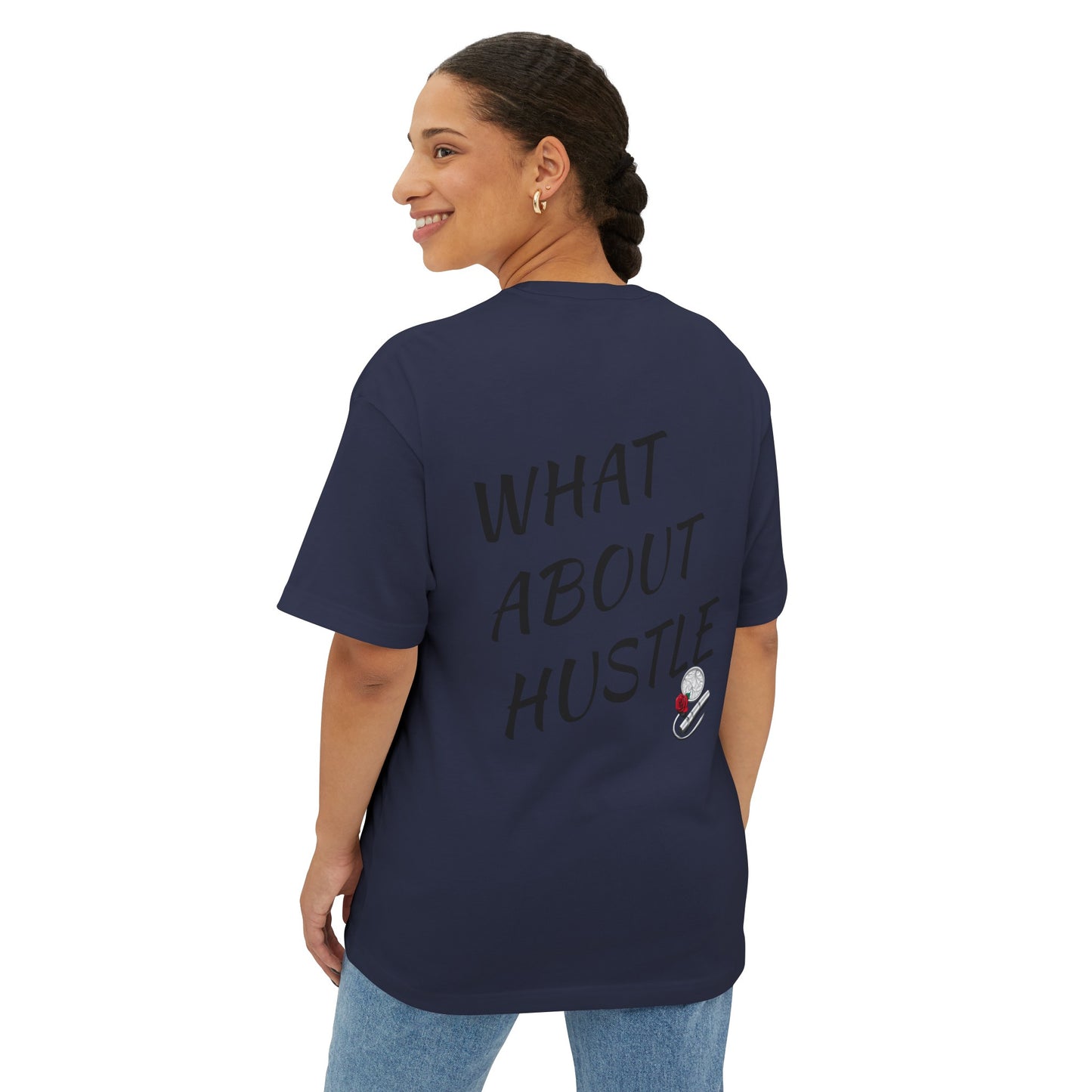 Oversized What About Hustle T-Shirt. US.