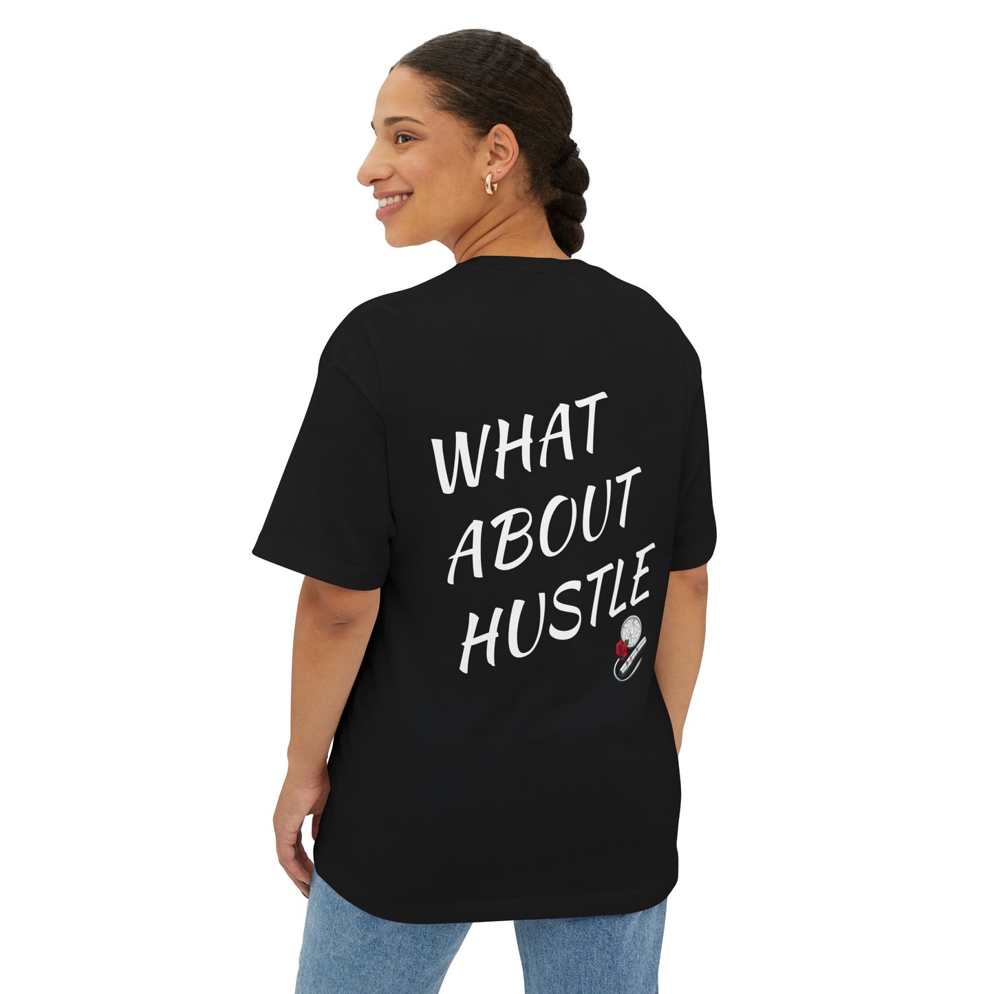 Oversized What About Hustle T-Shirt. US.